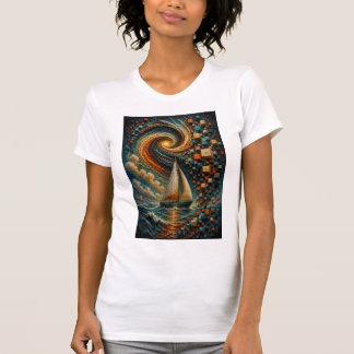 T-shirt Voyage Céleste | Voile de Micro Mosaïque 3D Abstra