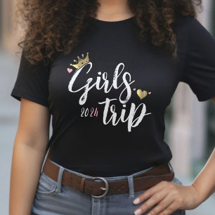 T-shirt Voyage Couronne Dorée Cœur Rose Filles