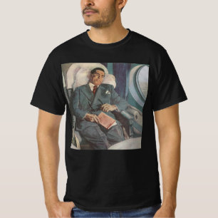 T-shirt Voyage d'affaires vintage, lecture dans l'avion