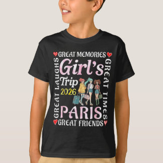 T-shirt Voyage de filles 2026 Paris Grandes vacances d'ami