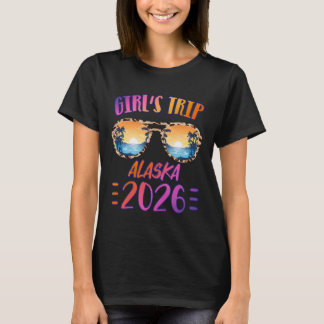 T-shirt Voyage de filles en Alaska 2026 Léopard Été Vacanc