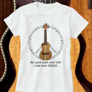 T-shirt Voyage de paix Ukulele Le monde a besoin d'amour T