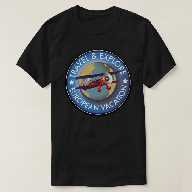 T-shirt Voyage & Découvrez les vacances européennes  (Design devant)