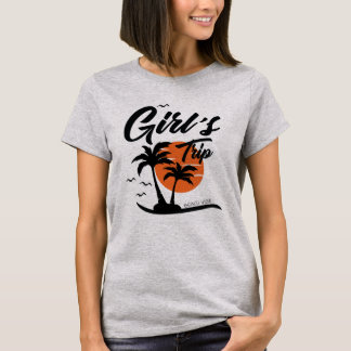 T-shirt Voyage des filles à la plage Palmier Soleil