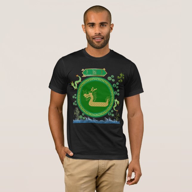 T-shirt Voyage du dragon de jade noir (Devant entier)