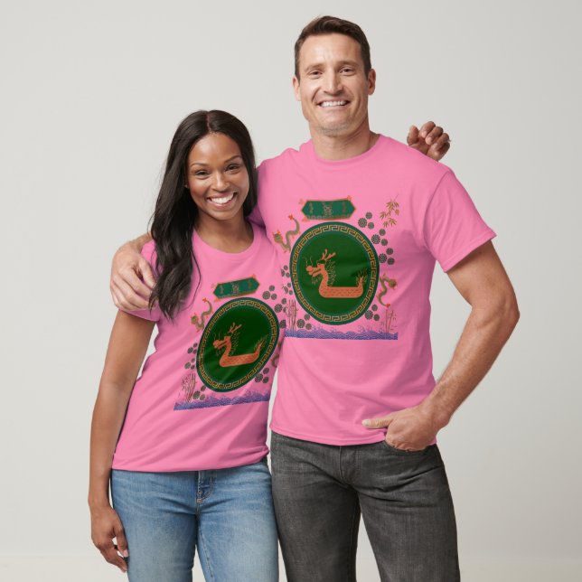 T-shirt Voyage du dragon de jade rose (Unisexe)