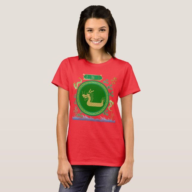 T-shirt voyage du dragon de jade rouge (Devant entier)