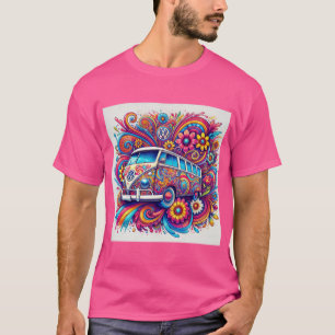 T-shirt Voyage en bus VW psychédélique
