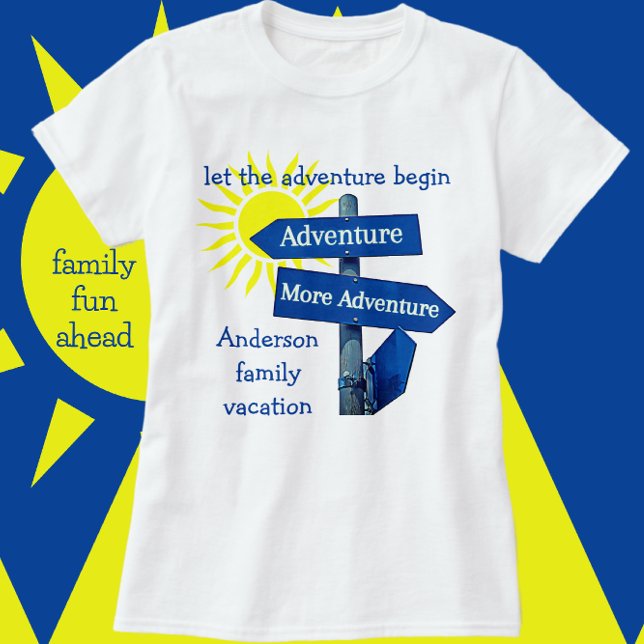 T-shirt Voyage en famille Aventure Route Signé et soleil (Créateur téléchargé)