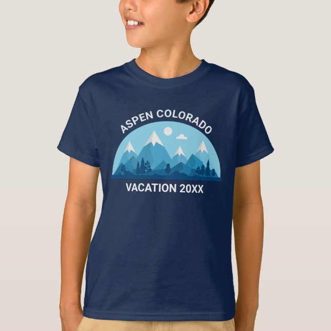 T-shirt Voyage en famille sur mesure Blue Mountain Kids (Devant)
