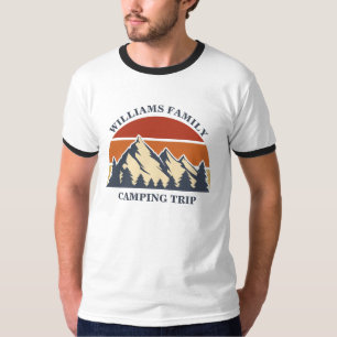 T-shirt Voyage en famille sur mesure Camping Sunset Ringer