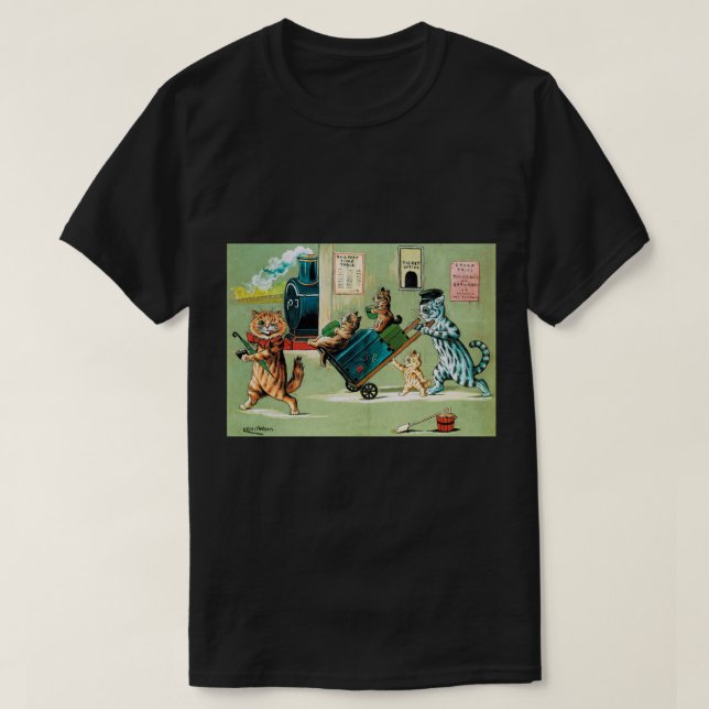 T-shirt Voyage en train de la famille des chats, Louis Wai (Design devant)
