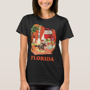 T-shirt Voyage Floride Beach Rocket Retro Rouge