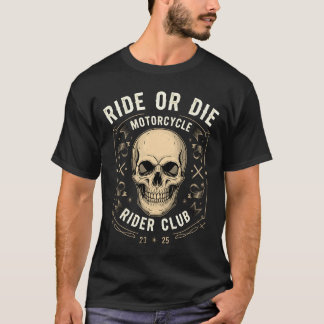 T-shirt Voyage ou décès Motorcycle Club Skull Emblem T-Shi
