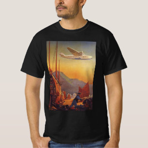 T-shirt Voyage Rétro, Avion au-dessus des jonques à Hong K
