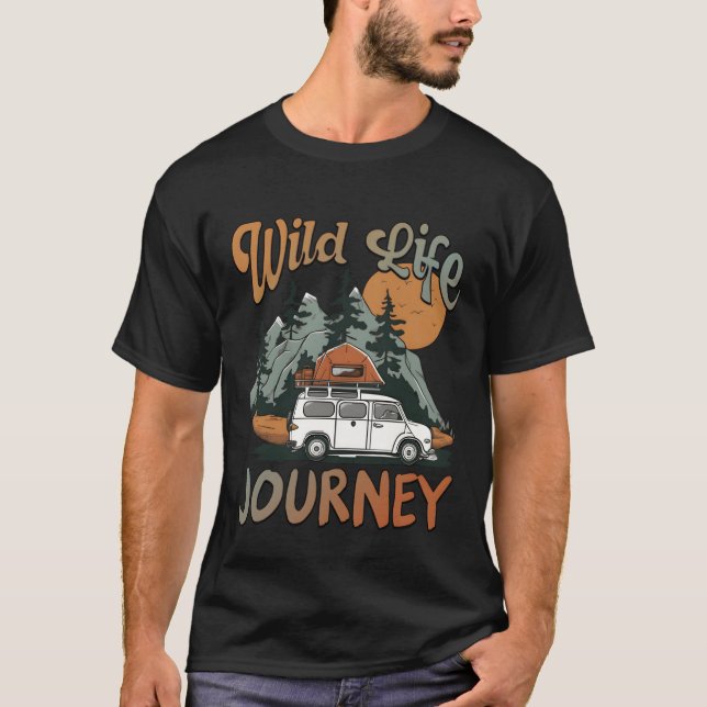 T-shirt Voyage rétro de la faune de camping (Devant)