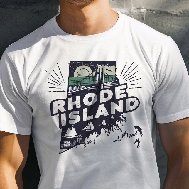 T-shirt Voyage Rétro Icône Graphique de Rhode Island (Créateur téléchargé)