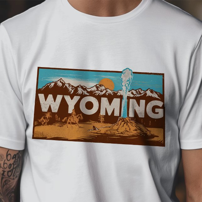 T-shirt Voyage Rétro Icône Graphique Wyoming Iconique (Créateur téléchargé)