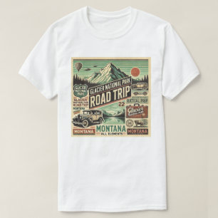 T-shirt Voyage rétro sur les routes du Glacier National Pa