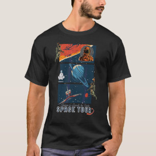 T-shirt Voyage spatial Astronaut Vintage Retro Rocket Plan