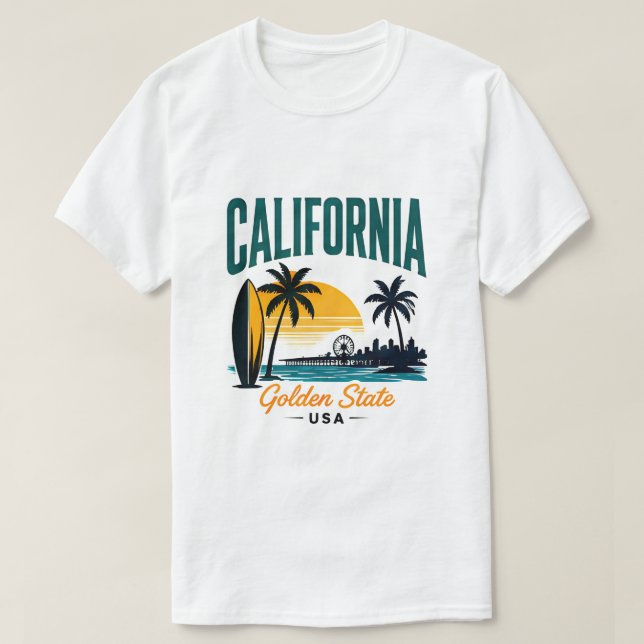T-shirt Voyage sur la côte pacifique de Californie (Design devant)