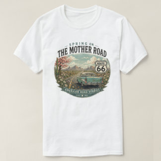 T-shirt Voyage sur la route 66 vintage au printemps