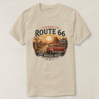 T-shirt Voyage sur la Route 66 Vintage en été