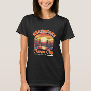 T-shirt Voyage Ville Charmante Rétro Maryland Ltimore Ciel