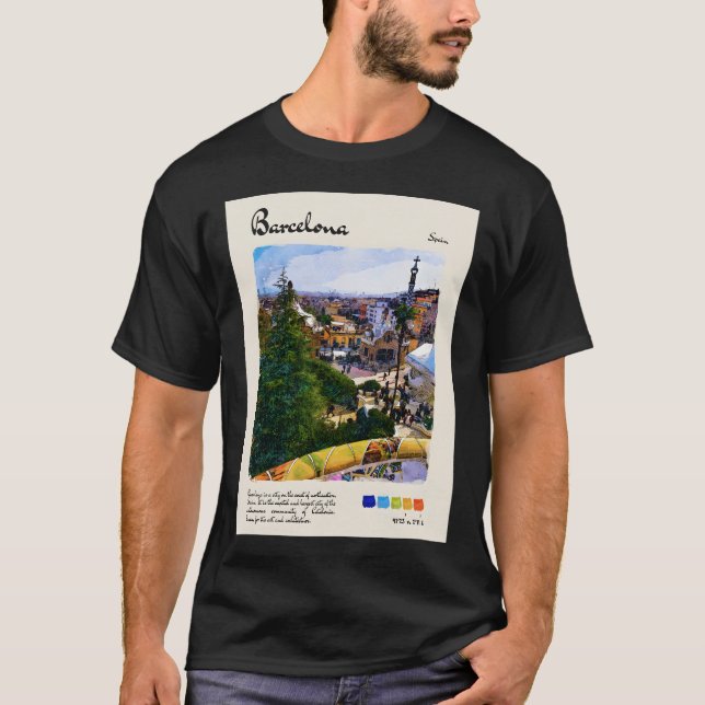 T-shirt Voyage Vintage de Barcelone (Devant)