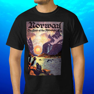 T-shirt Voyage Vintage, Norvège Terre du Soleil de Minuit