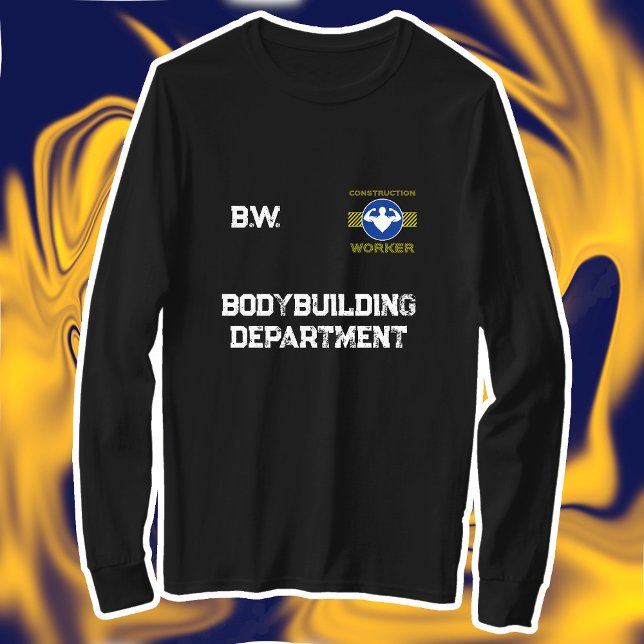 T-shirt Voyageur de construction Funny Bodybuilder Panneau (Construction Worker Bodybuilding Pun - Front)