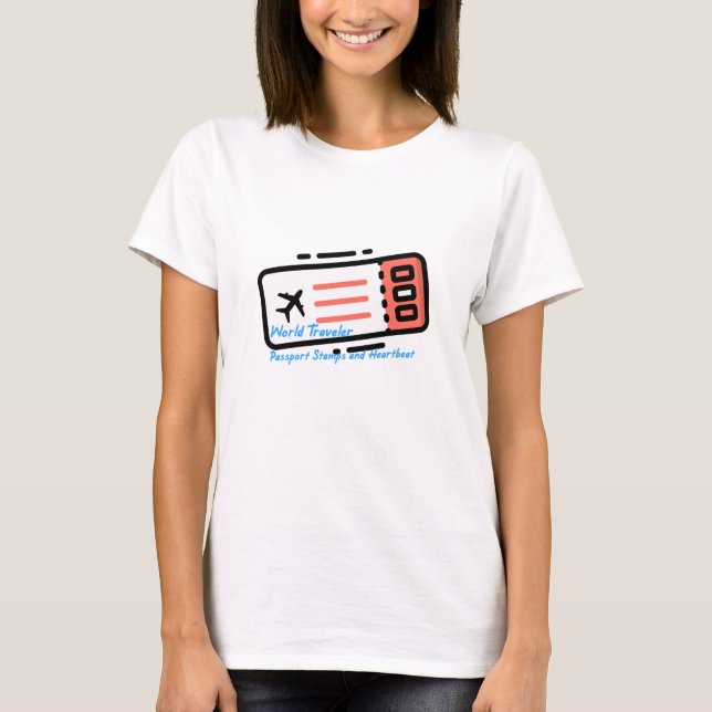 T-shirt Voyageur du monde entier : timbres de passeport et (Devant)