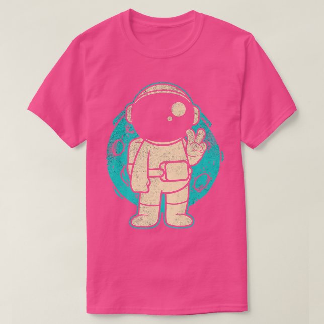 T-shirt Voyageur spatial avec signe de paix (Design devant)