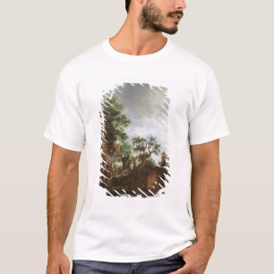 T-shirt Voyageurs par une auberge (huile sur la toile)