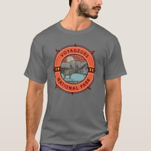 T-shirt Voyageurs Parc national Moose Retro Compass Emblem
