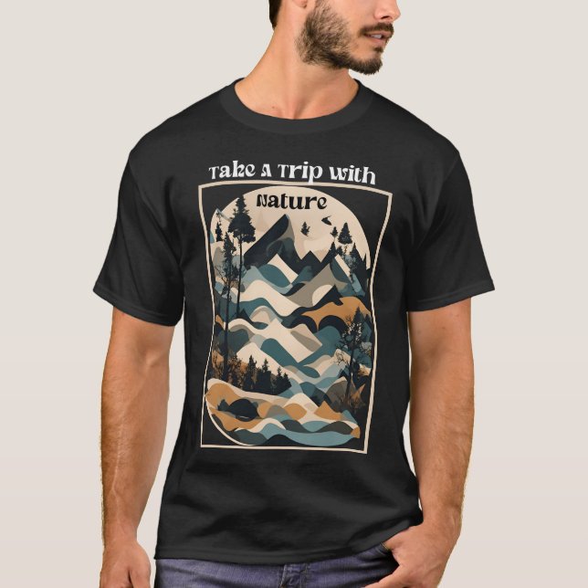 T-shirt Voyagez avec le plaisir géométrique de la nature (Devant)
