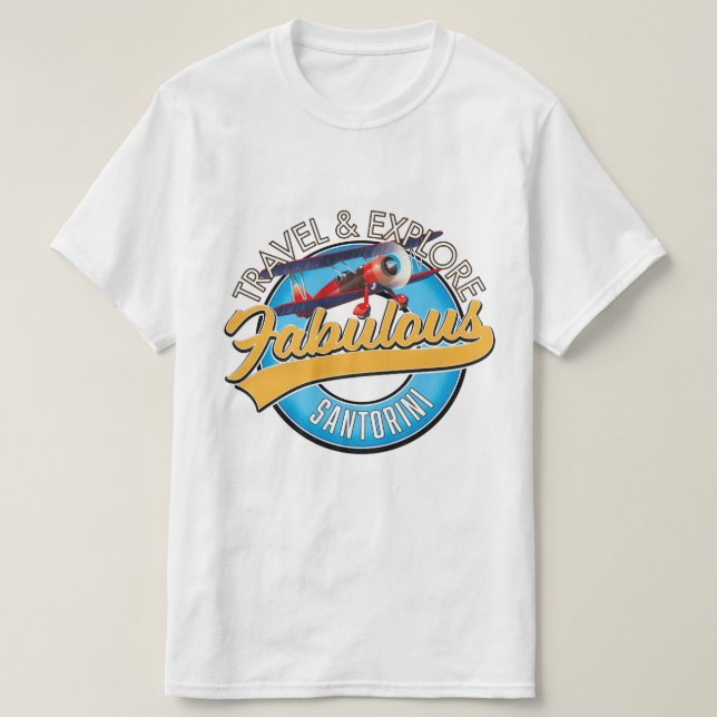 T-shirt Voyagez et explorez la fabuleuse Santorin (Design devant)