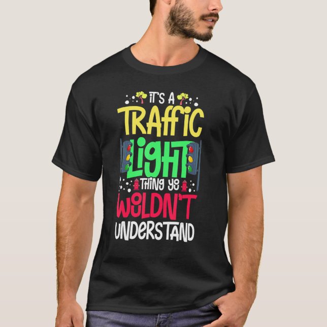 T-shirt Voyant de trafic Signal vert jaune rouge Stop Styl (Devant)