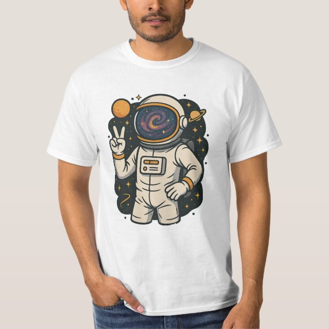 T-shirt VOYELLE DE LA PAIX Astronaute Spaceman Galaxy Astr (Devant)