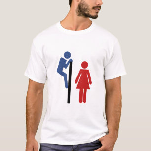 T-shirt Voyeur de signe de toilette regardant au-dessus de