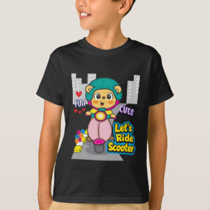T-shirt Voyons à pied Scooter Ours Motorcycle drôle mignon