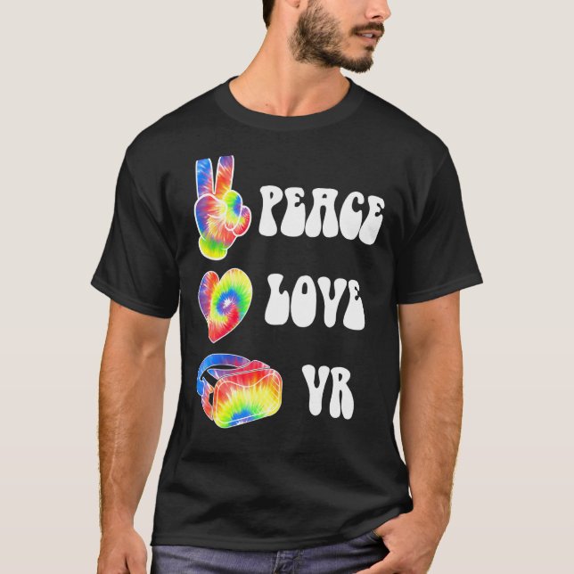 T-shirt Vr Virtual Reality Jeu Gamer Pc Peace Love Vr R (Devant)