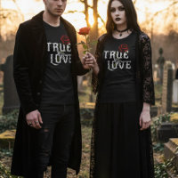 Vrai amour Os crâniens et Fleur rouge