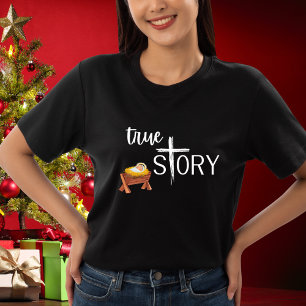 T-shirt Vrai histoire Noël chrétien Jésus Manger Croix