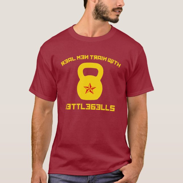 T-shirt Vrai train d'hommes avec Kettlebells (Devant)