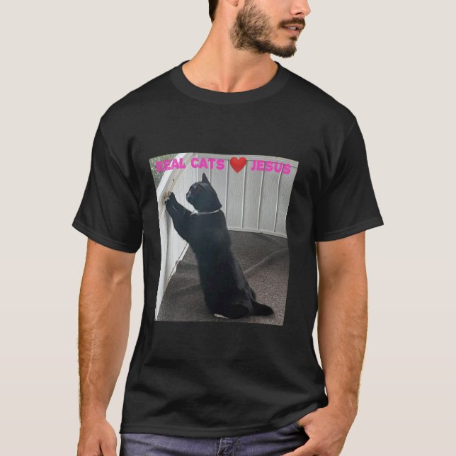 T-shirt Vrais Chats Aiment Jésus (Devant)