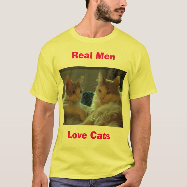 T-shirt Vrais chats d'amour d'hommes (Devant)