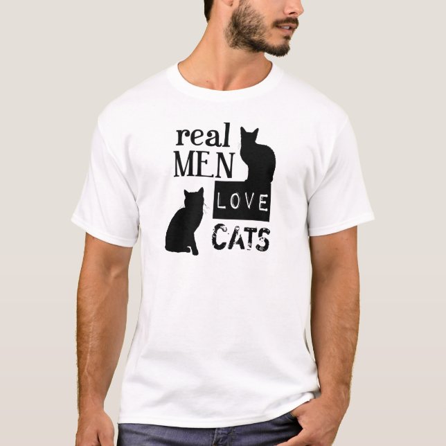 T-shirt Vrais chats d'amour d'hommes (disponibles dans (Devant)