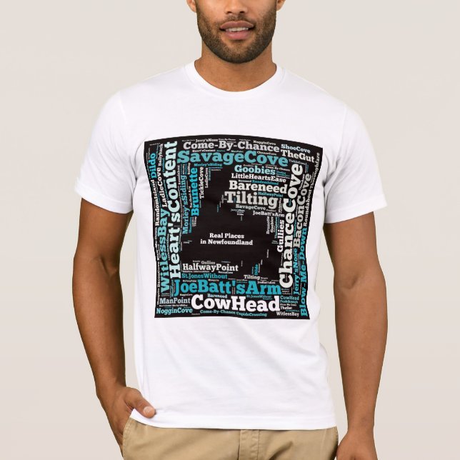 T-shirt Vrais endroits de Newfie (Devant)