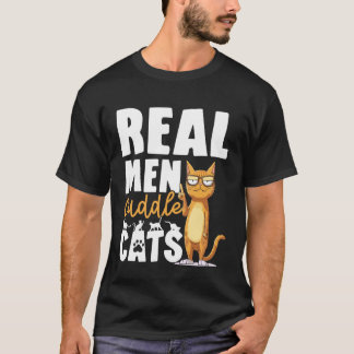 T-shirt Vrais Hommes Câlinent Les Chats Drôle Conception F